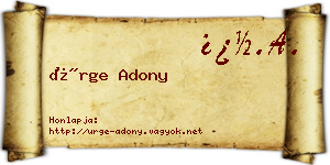 Ürge Adony névjegykártya